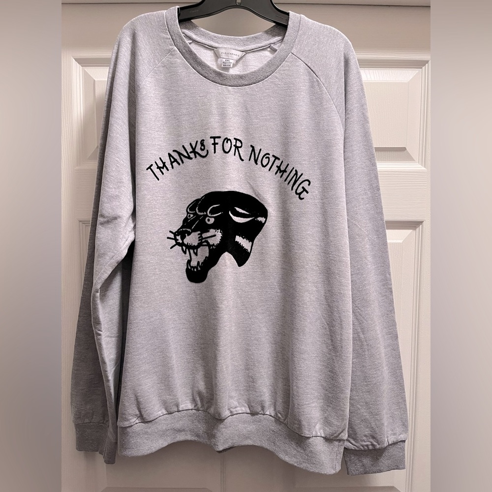 THANKS FOR NOTHING by ELEVENPARIS heather gray sweat shirt